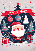 Joyeux No&euml;l avec le P&egrave;re No&euml;l et sapins color&eacute;s